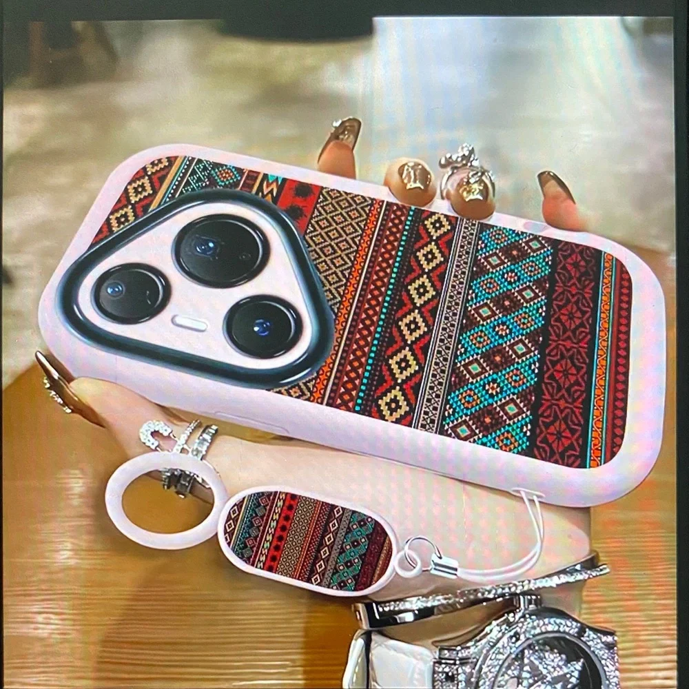 Patterned Phone Case with Ring Holder